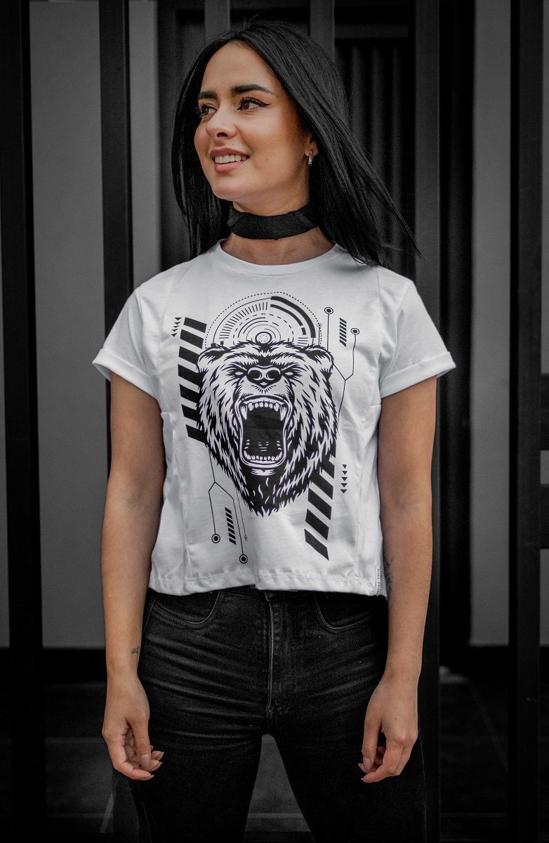 Women's White Bionic Bear T-shirt